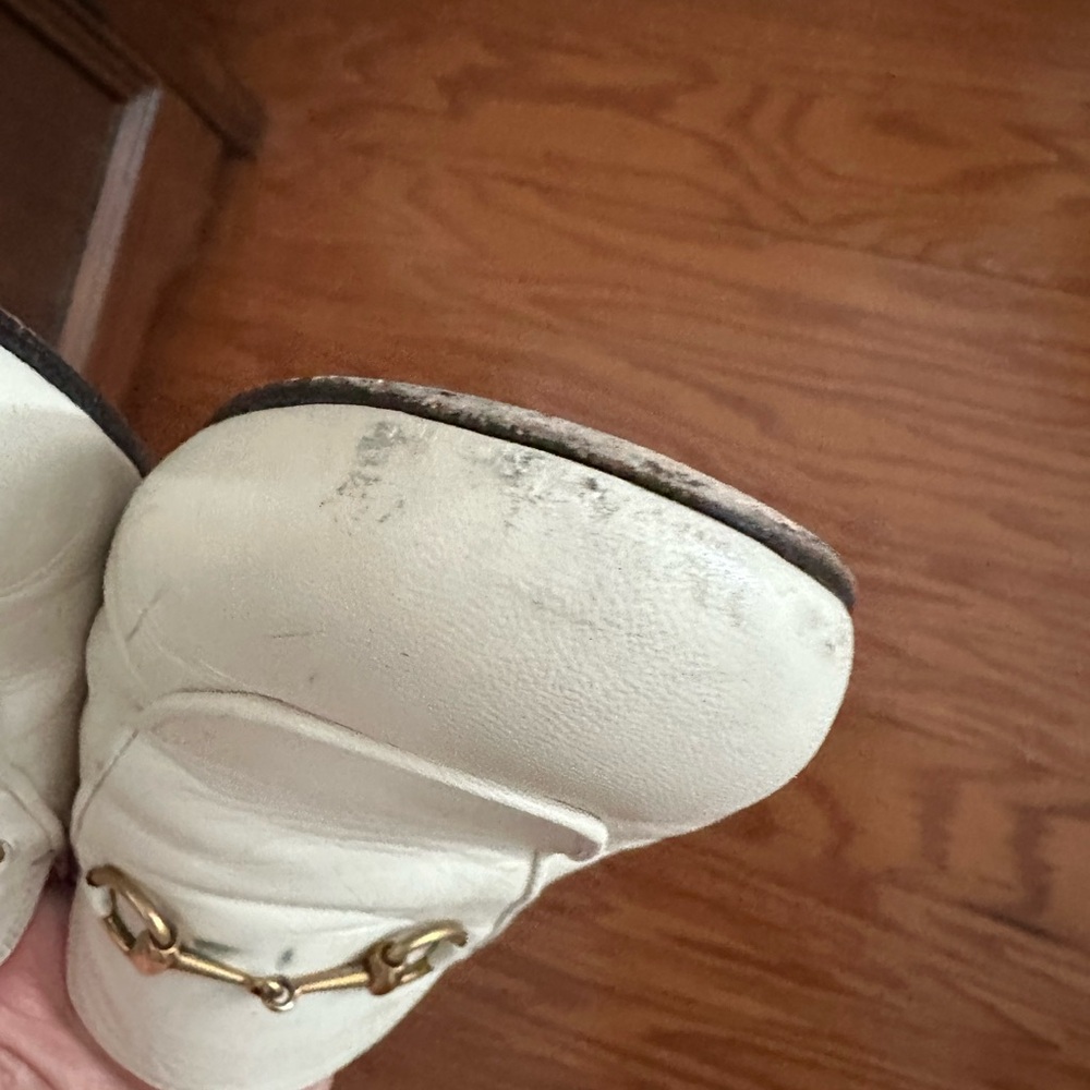 Gucci White Leather Horsebit Mules - Picture 5 of 8